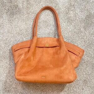 JW Pei Hana Medium  Faux Suede  Women Tote Bag Brown Gold Details
